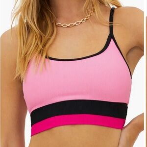Beach Riot Pink and Black Bikini Top
